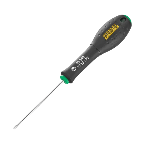 Product photography for Stanley FatMax Torx Screwdriver, TTX10 x 75mm (0-65-340) part of an expanding range from Fusion Fixings