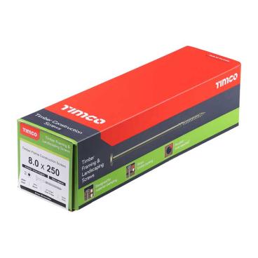 Prooduct box image for the Timco 8 x 250mm, Wafer Head Timber Screws, In-Dex, Torx, Green Organic - Box of 50, 250INW