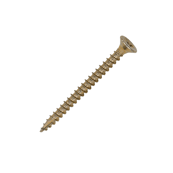 Wood screw from Timco, supplied by fusion fixings - 3 x 35mm Countersunk Wood Screws, Pozi, Zinc & Yellow, Box of 200 (30035CLAF)