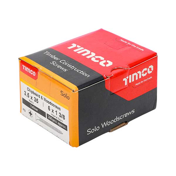 Screw box image for the Timco 3.5 x 35mm Countersunk Solo Wood Screws from Fusion Fixings. Part of a larger range of wood screws at competitive prices.