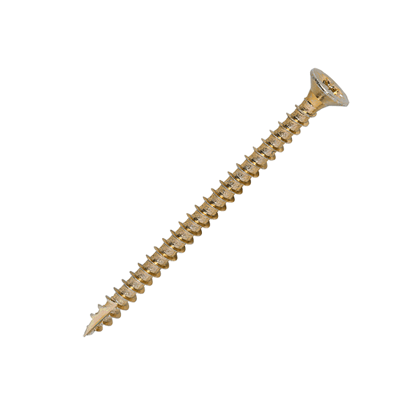 Wood screw product image for the 5 x 50mm Countersunk Wood Screws, Pozi, Zinc & Yellow, Box of 200 (35050CLAF)