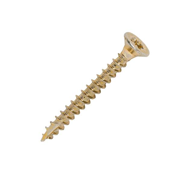 36mm wood screw product image for the 4 x 35mm Countersunk Wood Screws, Pozi, Zinc & Yellow, Box of 200 (40035CLAF)