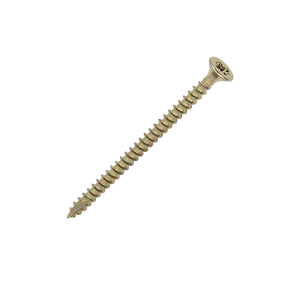 60mm wood screw product image for the 4 x 60mm Countersunk Wood Screws, Pozi, Zinc &amp; Yellow, Box of 200 (40060CLAF)