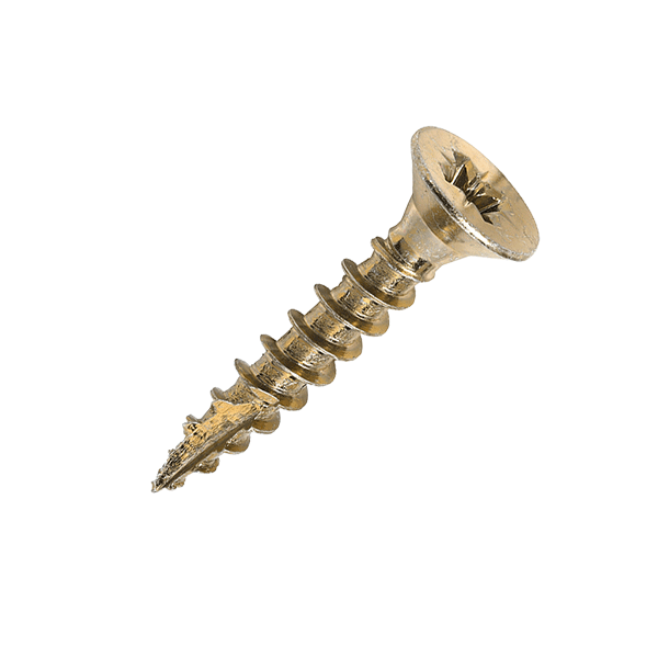 4.5 x 25mm Countersunk Wood Screws, Pozi, Zinc & Yellow, Box of 200 (45025CLAF)