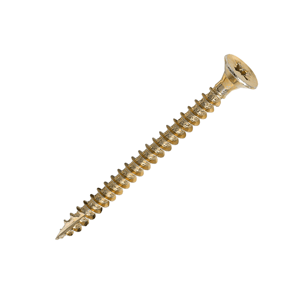 Wood screw product image for the 4.5 x 55mm Countersunk Wood Screws, Pozi, Zinc & Yellow, Box of 200 (45055CLAF)