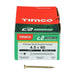 4.5 x 60mm Timco C2 Strong Fix Wood Screws, Pozi, Countersunk, ZY, Box of 200 (45060C2)