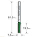 Trend, straight two flute router cutter bit, C009X1/4TC. Size diagram in millimeters.