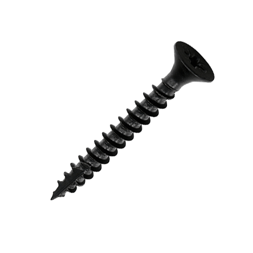 Black wood screw product image for the 4 x 25mm Black Countersunk Wood Screws, Pozi, Box of 200, 40025CLAB