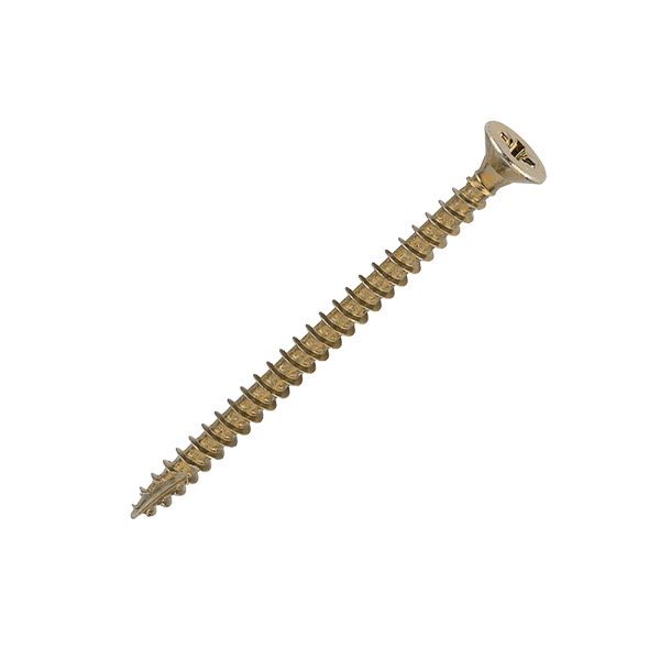 Wood screw from Timco for the 5 x 55mm Countersunk Wood Screws, Pozi, Zinc & Yellow, Box of 200 (50055CLAF) supplied from Fusioin Fixings