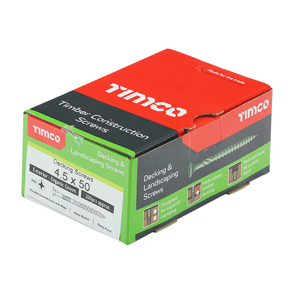 Box image for the 4.5 x 50mm Timco Decking Screws, Pozi, Countrsunk - Box of 200 (60TDECK)