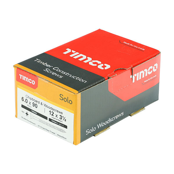 Box image for the Timco 6 x 90mm Countersunk Solo Wood Screws, 60090SOLOC, ZYP (Box of 200)