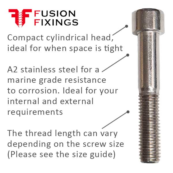 Info panel for socket Cap Head Screw, A2 Stainless Steel DIN 912.