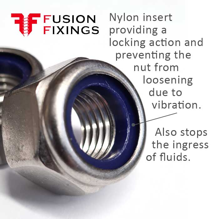 Nyloin insert information image for the Nyloc Nut, P-Type (High), A2 Stainless Steel DIN 982 from Fusion Fixings