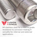 Socket Cap Head Screw in A4 Stainless Steel DIN 912 form Fusion Fixings, highlighting the marine grade resistance to corrosion these cap head screws offer.