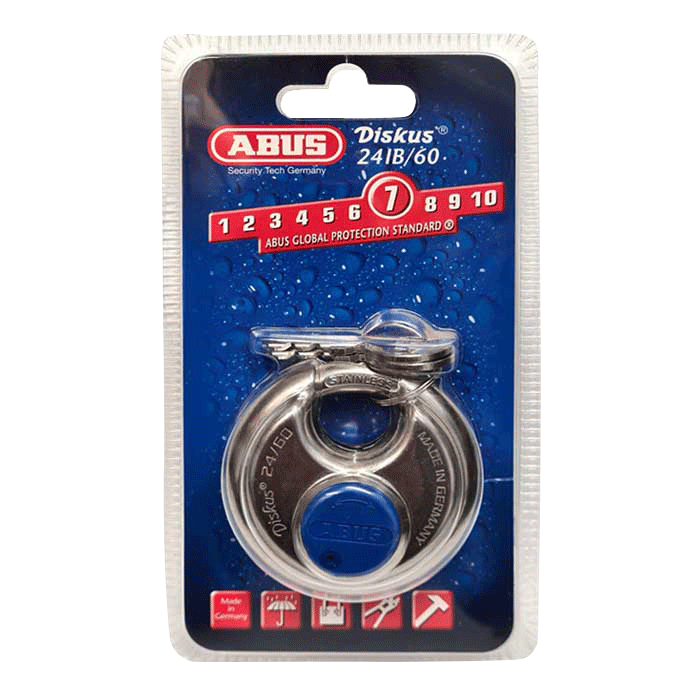 ABUS Diskus Padlock -  24IB/60mm Diskus Padlock Carded, 35043 - CLEARANCE