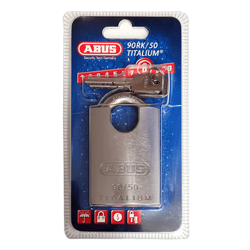 ABUS 90RK/50 TITALIUM Padlock Closed Shackle Carded, 55902