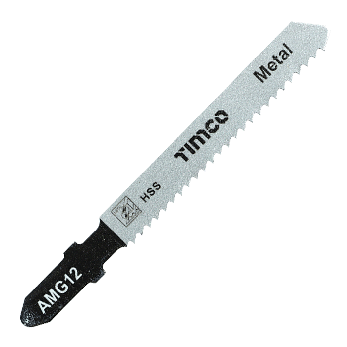 76mm jigsaw blades for metal, HSS, straight fine, 2.5 - 6mm - pack of 5 (AMG12). Part of a larger range of jigsaw blades from Fusion Fixings.