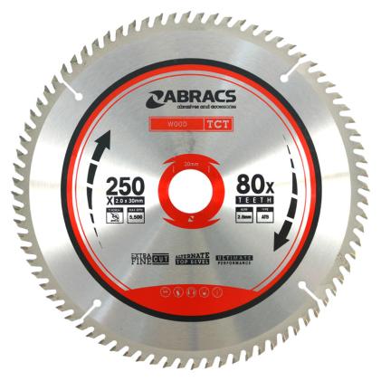 Abracs TCT25080 Circular Saw Blade 250mm x 30mm x 80T