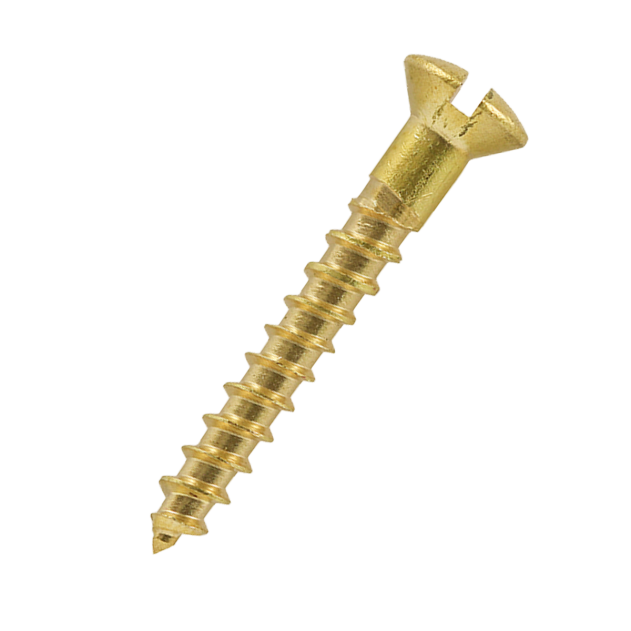 No.4 x 5/8" Slotted Raised Countersunk Woodscrew Brass