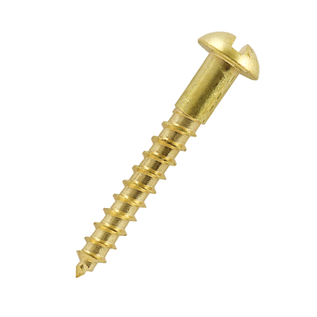 No.8 x 1 1/2" Slotted Round Head Woodscrew Brass