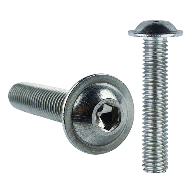 M8 x 40mm Flanged Socket Button Head Screw. Manufactured in grade 10.9 steel with a bright zinc plating. Part of a large range of flanged, socket, button head screws available from stock at Fusion Fixings