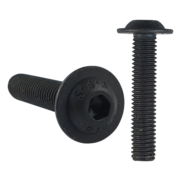 M8 x 10mm Flanged Socket Button Head Screw, Self-Colour, Grade 10.9