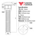 Size guide for the M8 x 12mm Cup Square Carriage Coach Bolt A2 (304) Stainless Steel, DIN 603