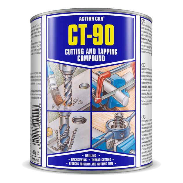 480g of Action Can CT-90 Cutting & Tapping Lubricant. Available from Fusion Fixings as part of a growing range of Action can oils, lubricants and sprays.