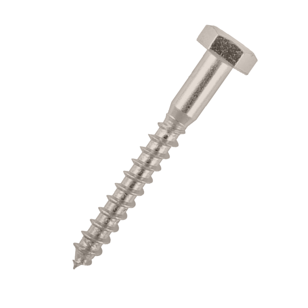 Image of the M6 x 50mm Coach Screw in A4 Stainless Steel DIN 571. Part of a larger range of coach screws in both BZP and stainless steel.