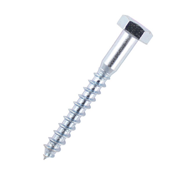 The M6 x 25mm Coach Screw with a bright zinc plating (BZP) DIN9 571. Part of a growing range of  coach screws available from Fusion Fixings.