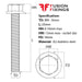 Size guide for the M8 x 25mm Hex Flange Bolt, A2 Stainless Steel DIN 6921. Part of a larger range of hex flange bolts available from Fusion FIixngs.