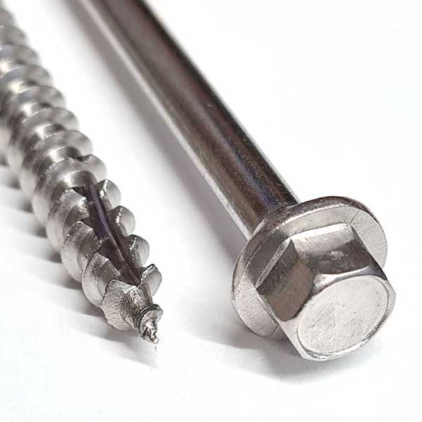 Detail product image for the Timco 6.7 x 200mm, Flanged Hex Head Timber Screws, showing the flanged hex head and the screw point.