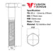 Size guide for M12 x 270mm Hex Bolt (Part Threaded Bolt) A2 stainless steel, DIN 931