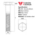 Size guide for M8 x 40mm Hex Bolt (Part Threaded Bolt) A2 stainless steel, DIN 931