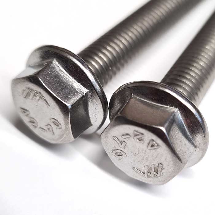 M8 x 45mm Hex Flange Bolt, A2 Stainless Steel DIN 6921