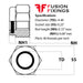 Size guide for 4-40 Nyloc Nut, UNC, A2 Stainless Steel ASME B18.16.6