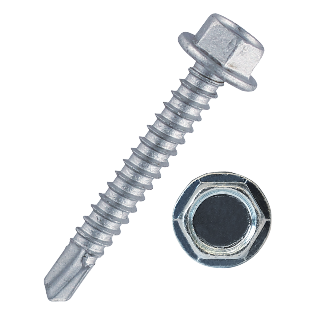 Self drilling screw, flanged hex head, 5.5mm (No.12) x 19mm, BZP, DIN 750 K part of a growing range at Fusion Fixings
