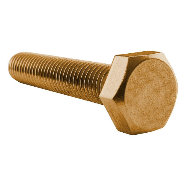 M12 x 35mm Brass Hex Set Screw (Fully Threaded Bolt) DIN 933. Part of a larger range of hex set screws from Fusion Fixings