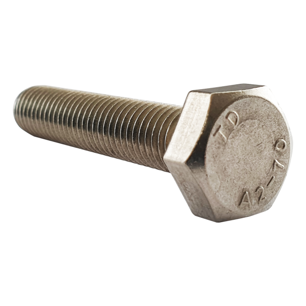 Product photography for M10 x 65m Hex Set Screw (Fully Threaded Bolt) A2 Stainless Steel DIN 933 part of an expanding range from Fusion Fixings