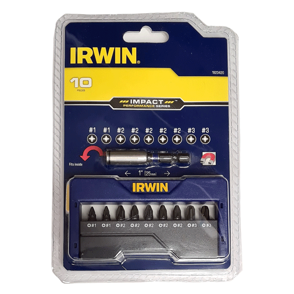 IRWIN 1923420 Impact Pozi Screwdriver Bit Set 10pc