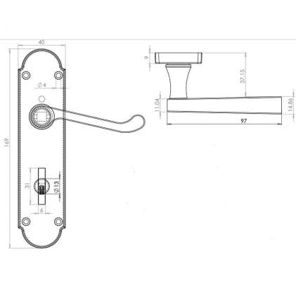 Jedo JV250BSC Bathroom Lock Door Handle