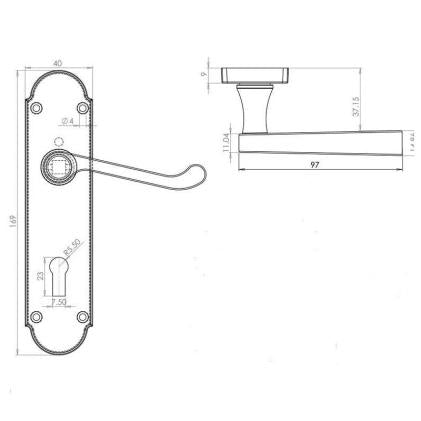 Jedo JV250ESC Satin Chrome EU Lock Door Handle