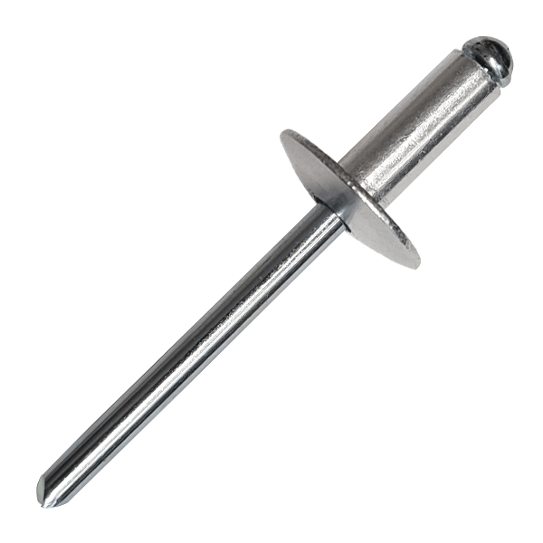 3.2 x 8mm Blind Rivet, Large Flange, Dome Head, Aluminium - Steel, Grip Range 3.5 - 5mm