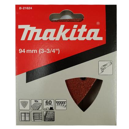 Makita 94mm Sanding Sheet (6 holes), 60 Grit, Pack of 10, B-21624.