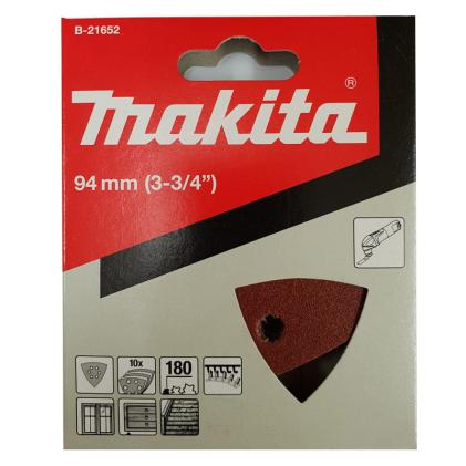 Makita 94mm Sanding Sheet (6 holes), 180 Grit, Pack of 10, B-21652