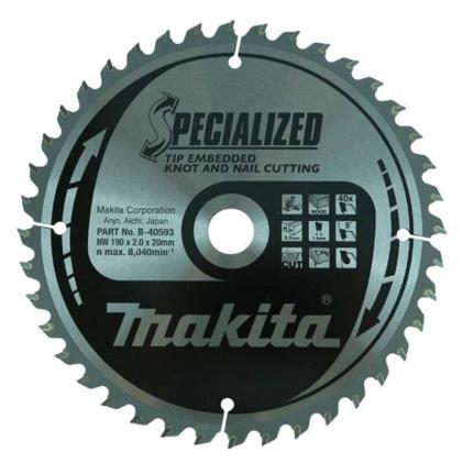 Makita B-40593 Circular Saw Blade 190mm x 20mm x 40T