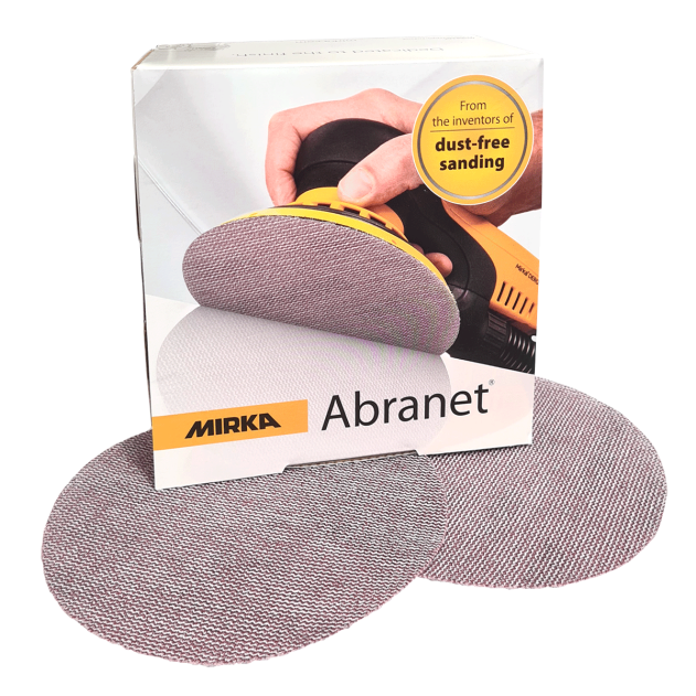 The Mirka 150mm Abranet Sanding Discs P150 Grit - Pack of 50 from Fusion Fixings. Part of a larger range of sanding discs from Fusion Fixings.