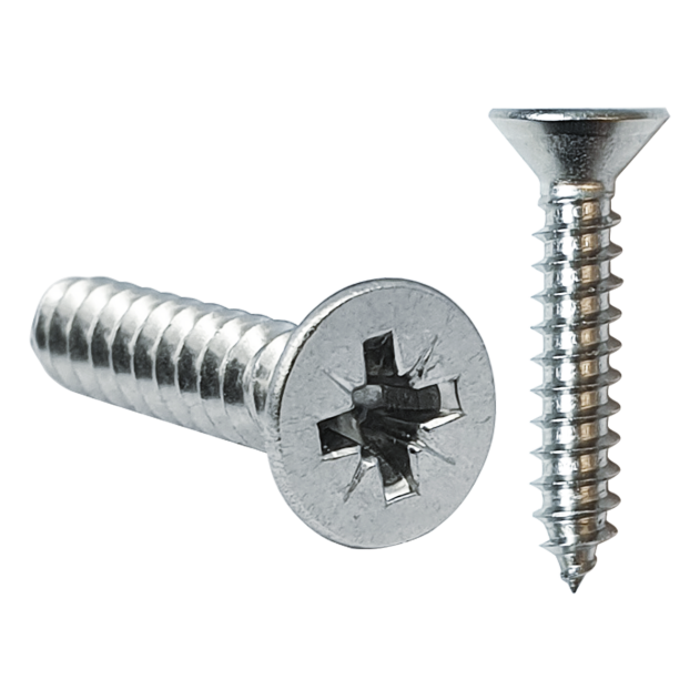 4.2mm (No.8) x 60mm Pozi Countersunk Self-tapping Screw BZP DIN 7982C Z