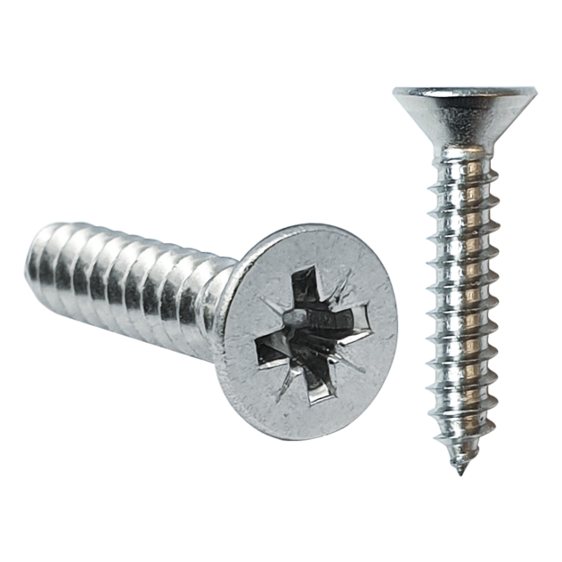 3.5mm (No.6) x 50mm Pozi Countersunk Self-tapping Screw BZP DIN 7982C Z