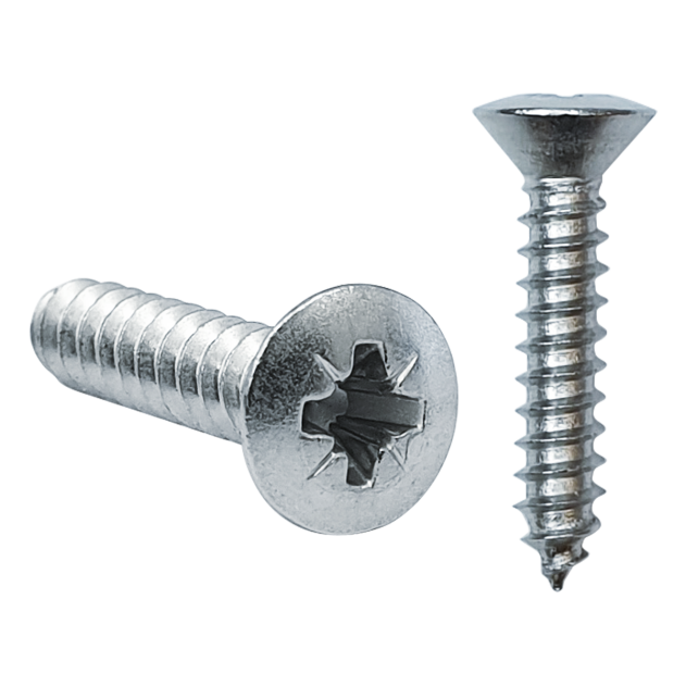 3.5mm (No.6) x 38mm Pozi Raised Countersunk Self-tapping Screw BZP DIN 7983C Z